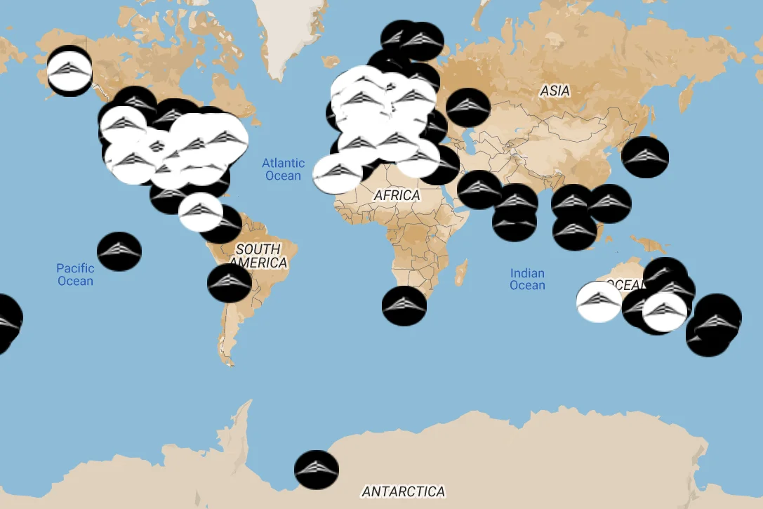 World Map showing location of Solarcan and Puck images